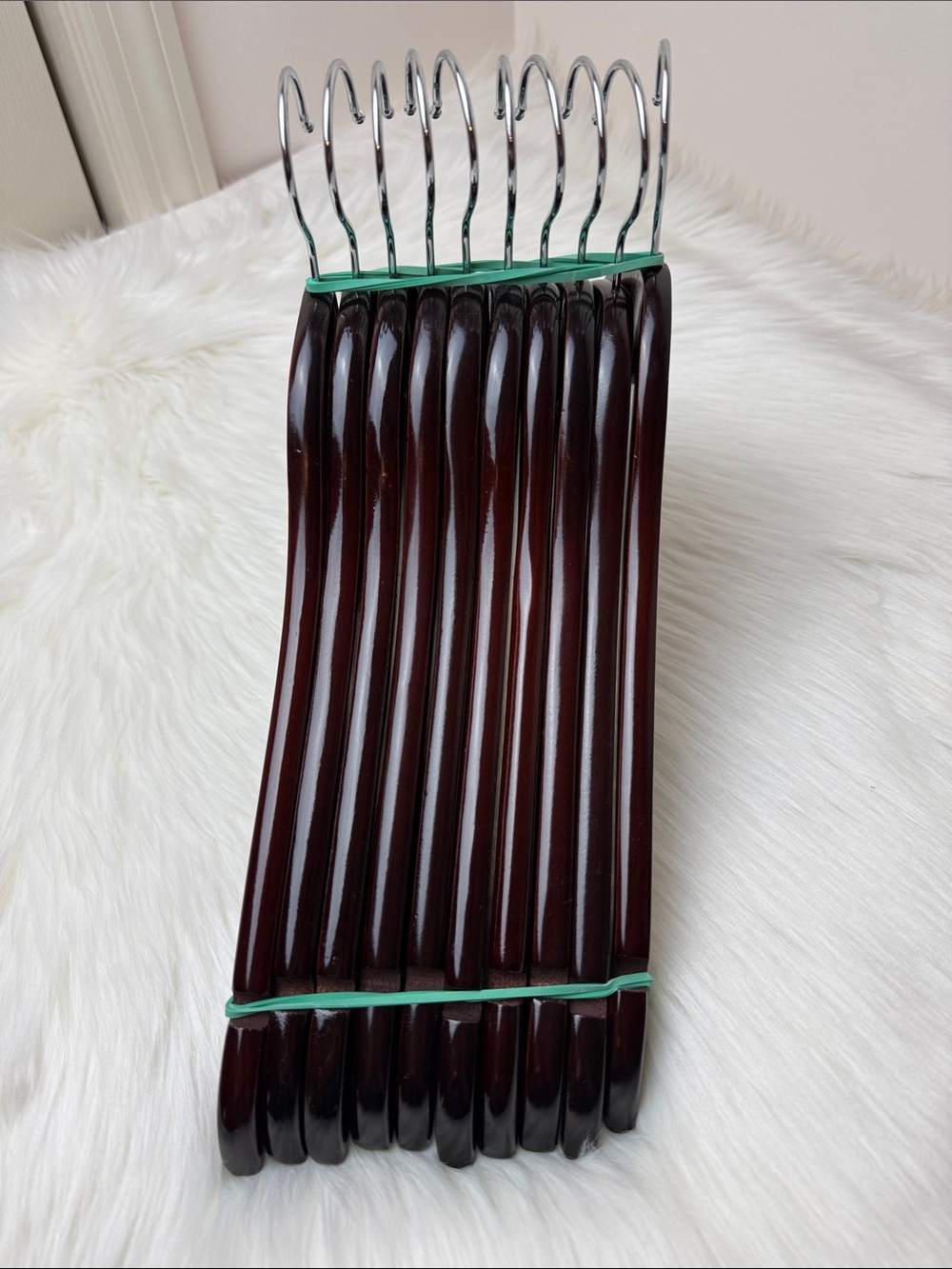 Wooden Shirt Hangers - Set of 10 in Dark Cherry Finish